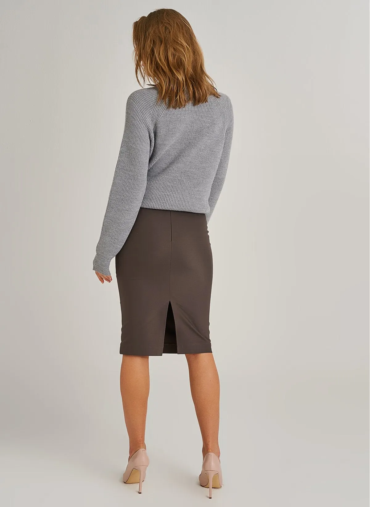 1040 Brown Pencil Skirt