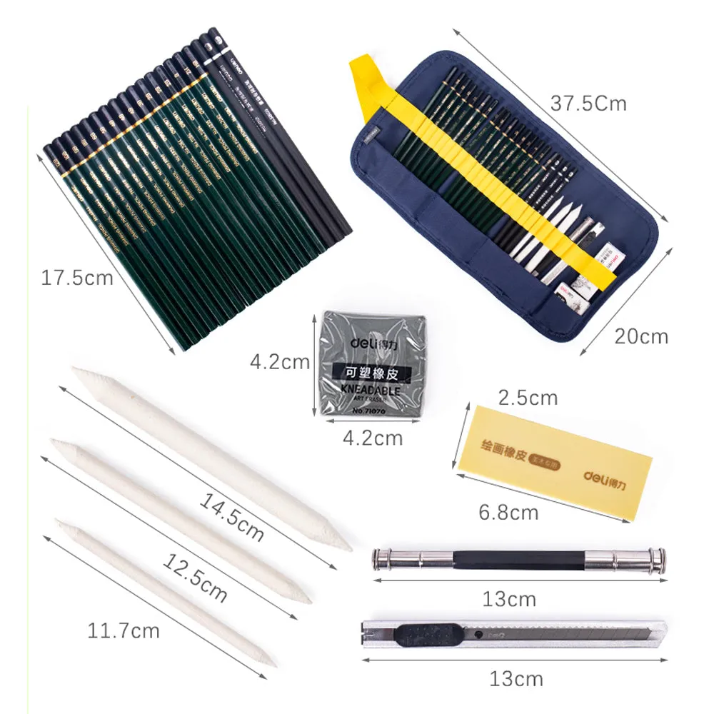 27-in-1 Sketch & Drawing Pencil Set | Sketching Art Kit Tools & Utility