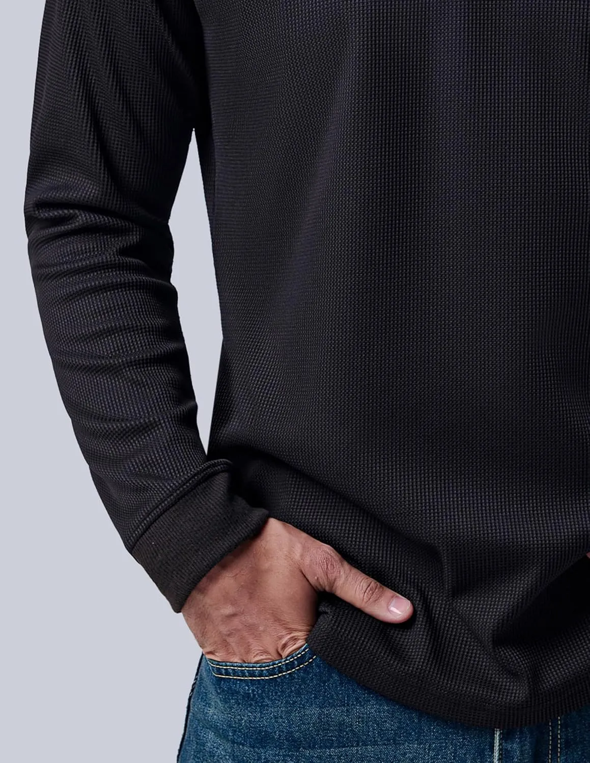 3 Pack Mens Waffle Henley Thermal Long Sleeve Shirts, Casual Fitted Fall Shirts for Men