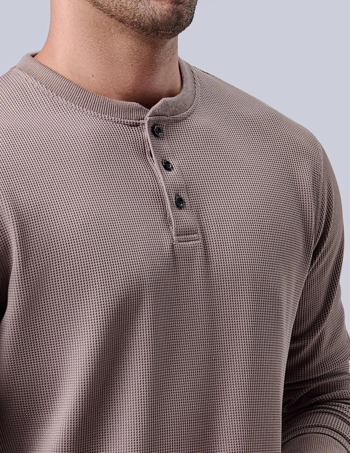 3 Pack Mens Waffle Henley Thermal Long Sleeve Shirts, Casual Fitted Fall Shirts for Men