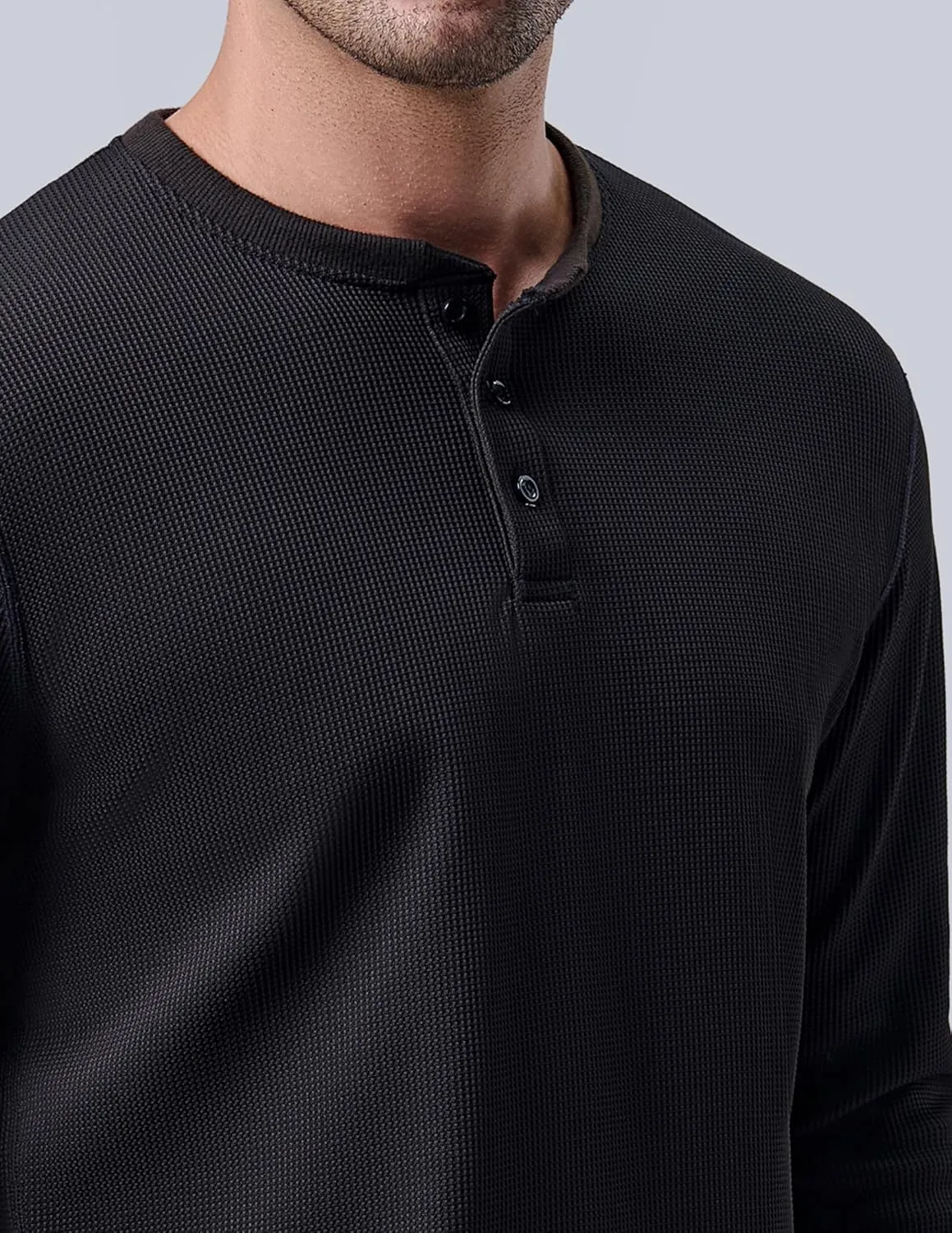 3 Pack Mens Waffle Henley Thermal Long Sleeve Shirts, Casual Fitted Fall Shirts for Men