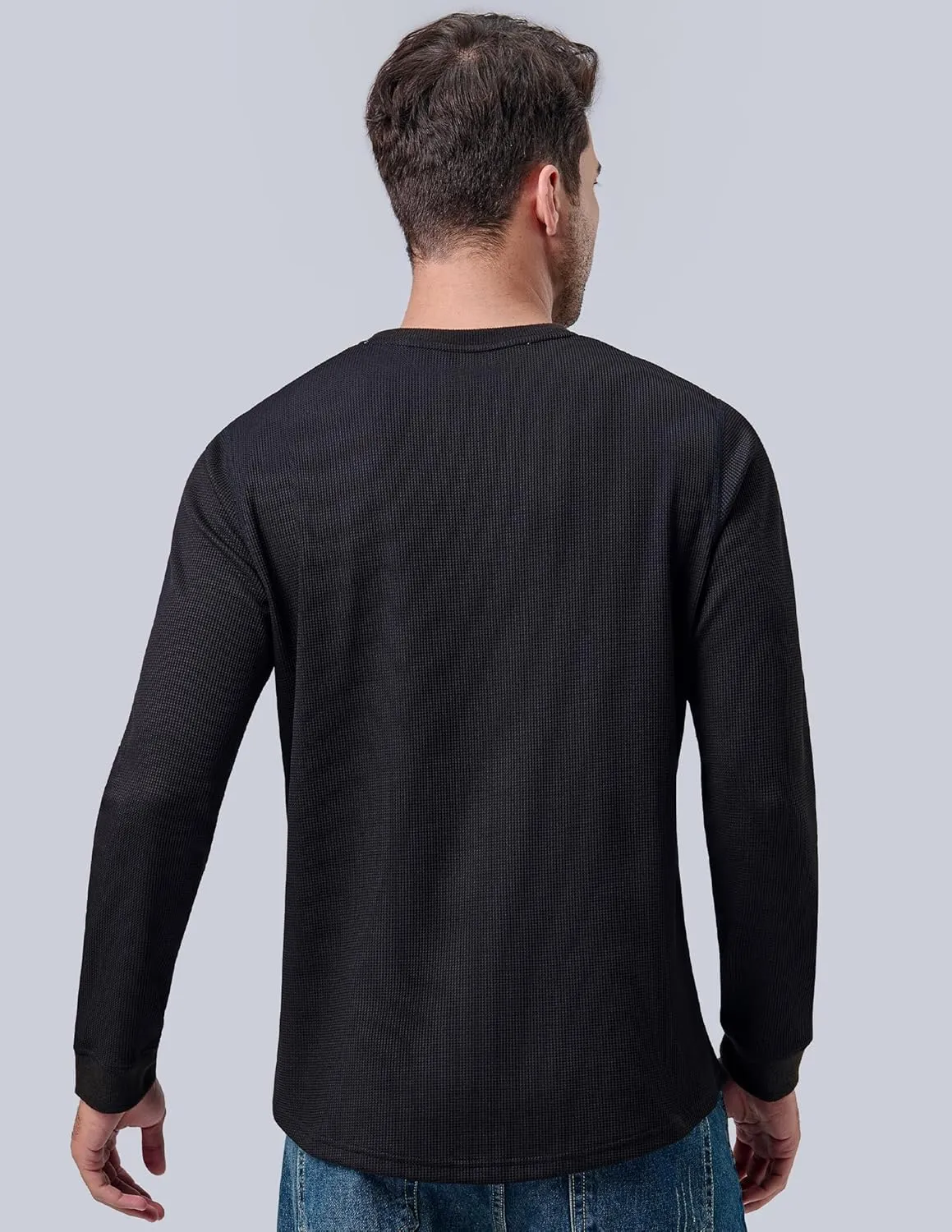 3 Pack Mens Waffle Henley Thermal Long Sleeve Shirts, Casual Fitted Fall Shirts for Men