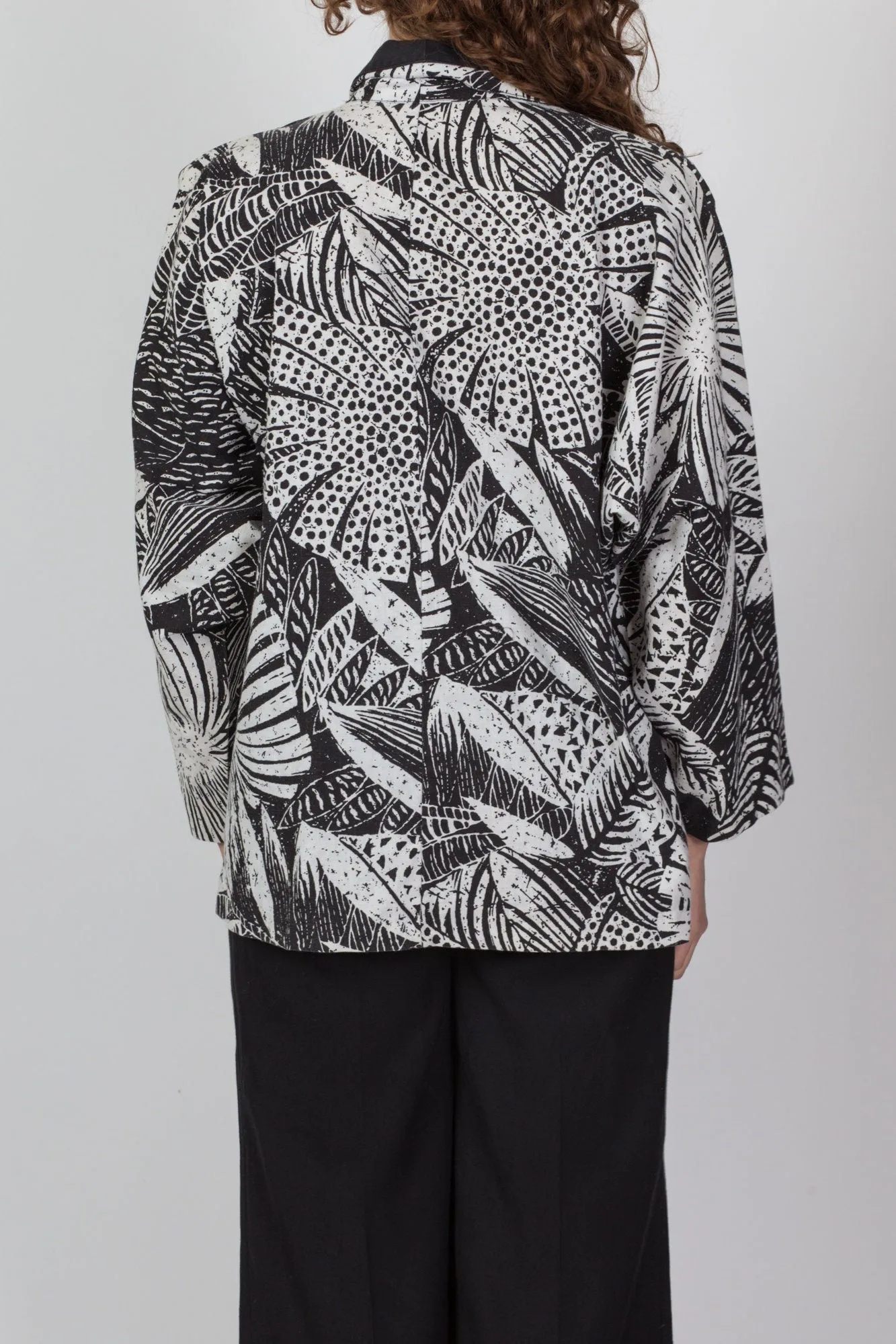 80s Two Tone Tropical Floral Blazer Jacket - One Size