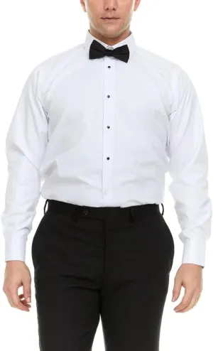 Adam Baker Men's Slim Fit Convertible Cuff Cotton-Blend Laydown & Wingtip Collar Tuxedo Shirt - Cufflinks & Bow Tie Included