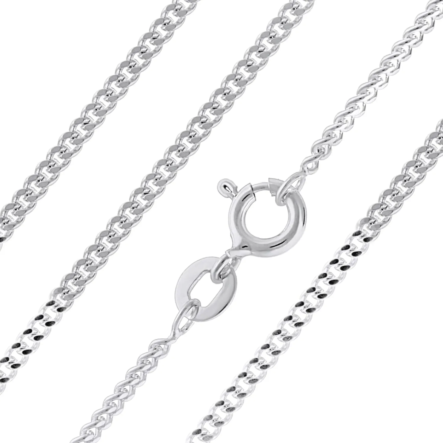 Aeon Jewelry 925 Sterling Silver Necklace - 1mm Diamond Cut Curb Chain Necklace | Choose from 16" -30" Chain | For Layered Looks, Gifts or Pendant Replacements | With Polishing Cloth & Pouch Bag