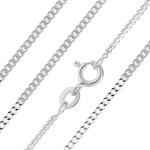 Aeon Jewelry 925 Sterling Silver Necklace - 1mm Diamond Cut Curb Chain Necklace | Choose from 16" -30" Chain | For Layered Looks, Gifts or Pendant Replacements | With Polishing Cloth & Pouch Bag