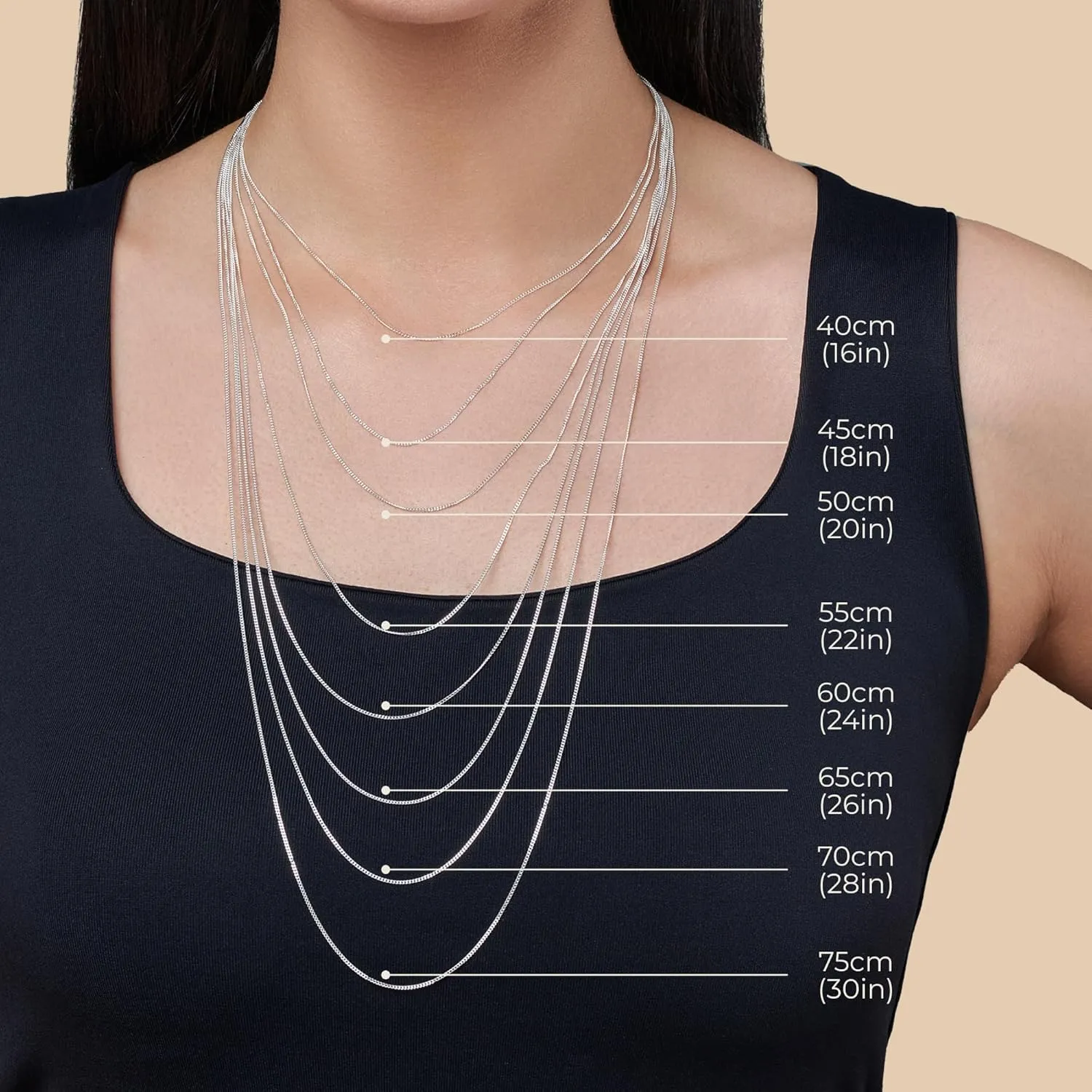 Aeon Jewelry 925 Sterling Silver Necklace - 1mm Diamond Cut Curb Chain Necklace | Choose from 16" -30" Chain | For Layered Looks, Gifts or Pendant Replacements | With Polishing Cloth & Pouch Bag
