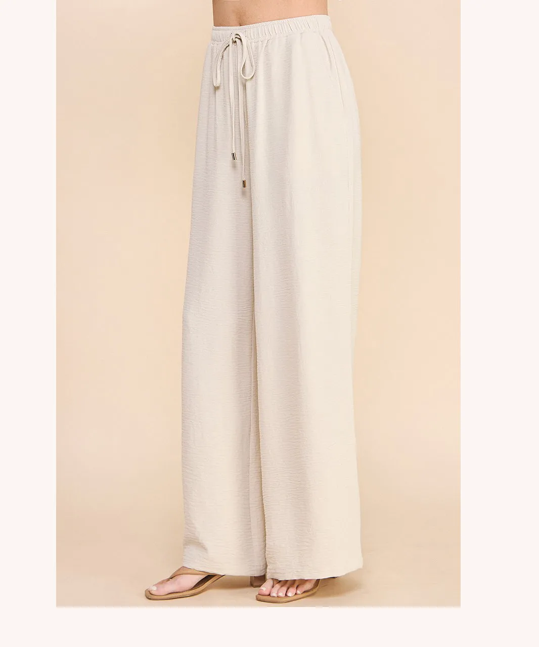 Airy Drawstring Pants - Oat