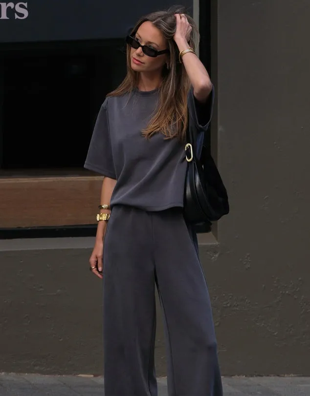 Alessa Relaxed Soft Jersey Pant Charcoal