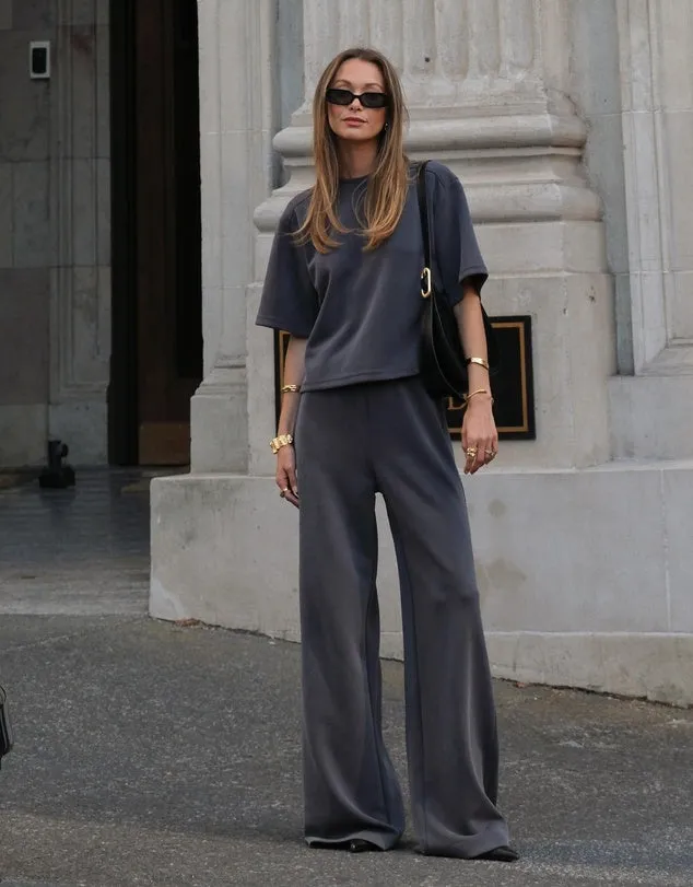 Alessa Relaxed Soft Jersey Pant Charcoal