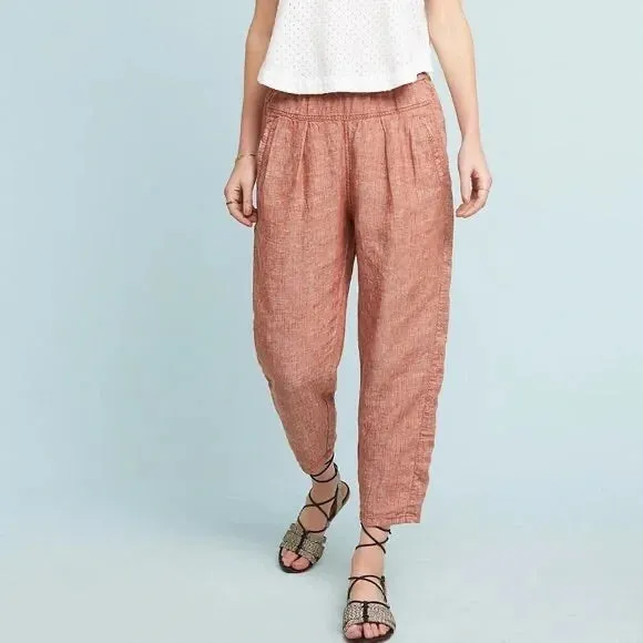 Anthropologie Hei Hei Relaxed Fit Linen Pants with Gold Accents (S-L)