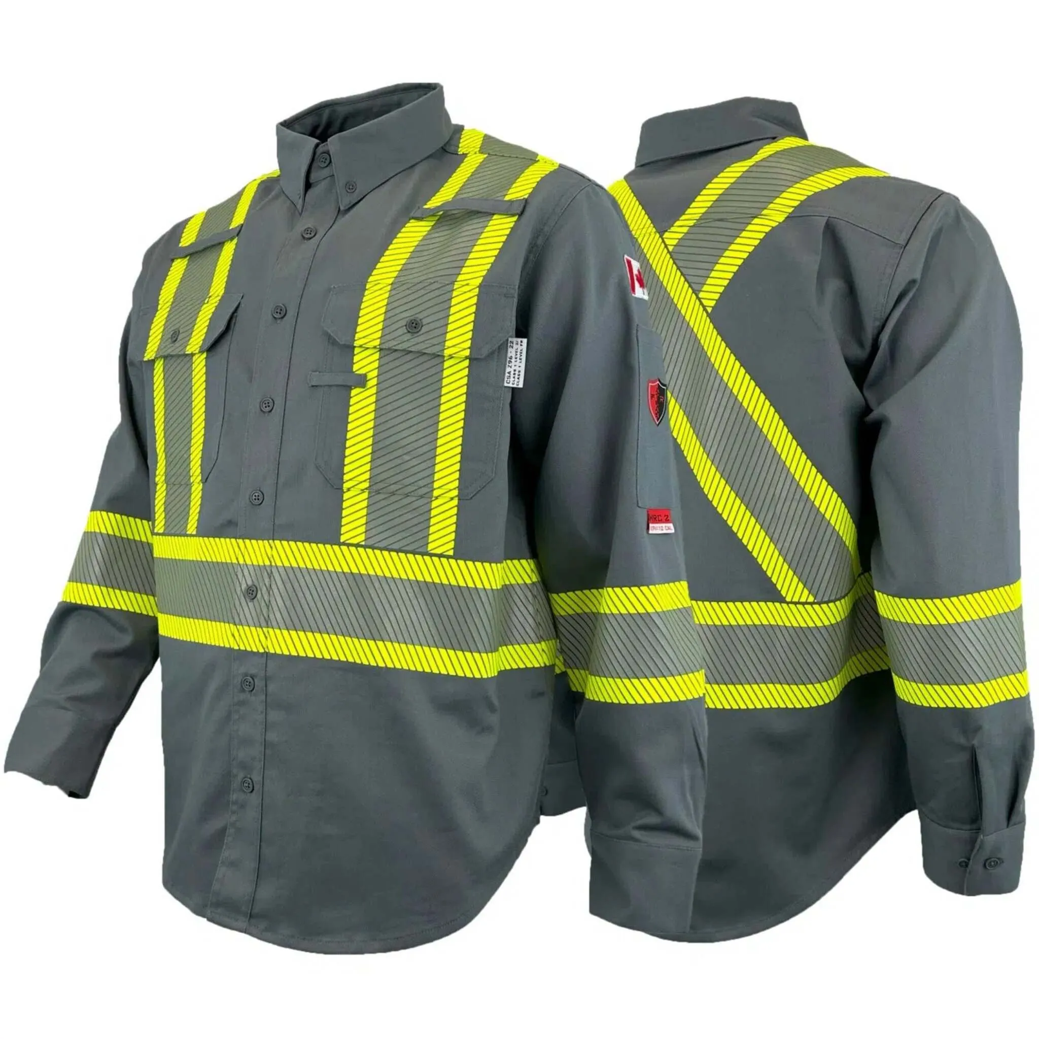 Atlas Guardian 4044 Hi Vis FR/AR Button Down 4'' Shirts | Hazard Protection, CSA Z92-22 Class 1 Level 2, ATPV 12 CAL - Safety, Comfort | Sizes XS-7XL