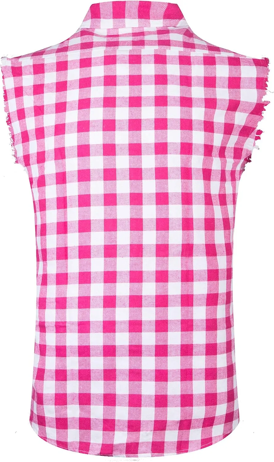 AVANZADA Men's Button Down Sleeveless Plaid Shirt Casual Flannel Plus Size Vest Western Shirts