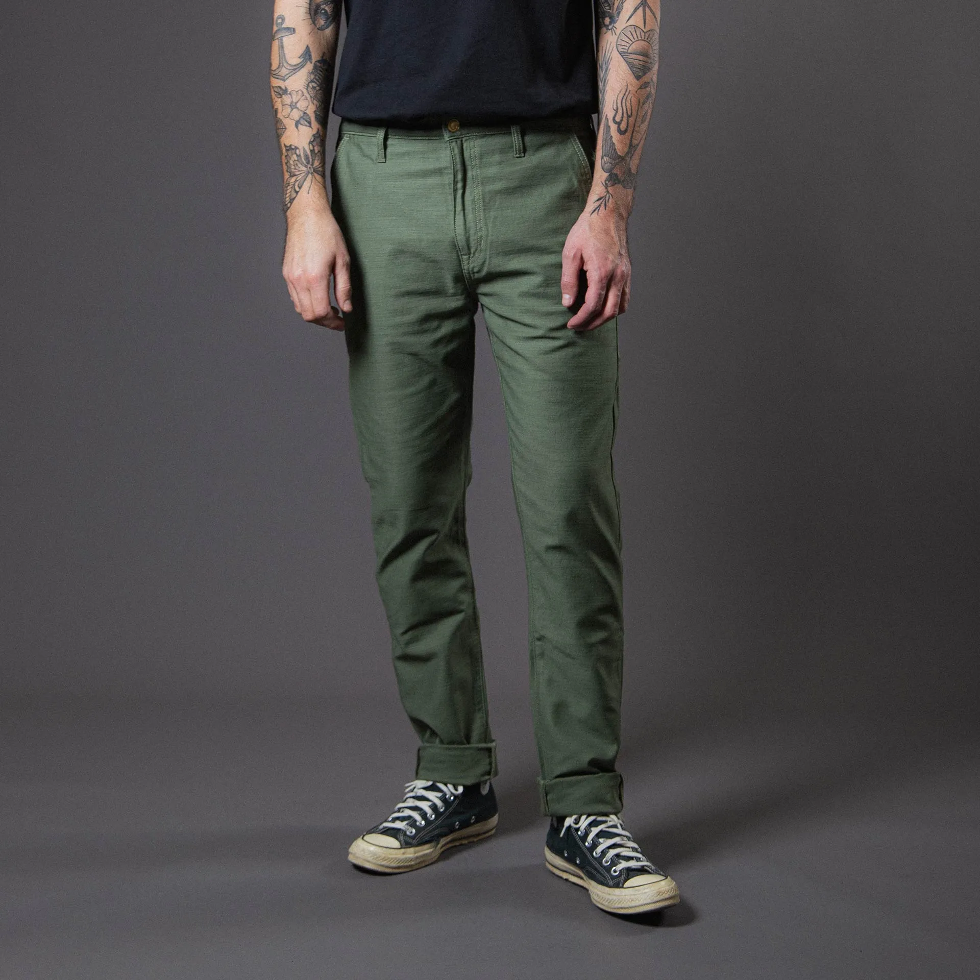 BC-01 TAPERED CHINO 10 oz. army green military twill