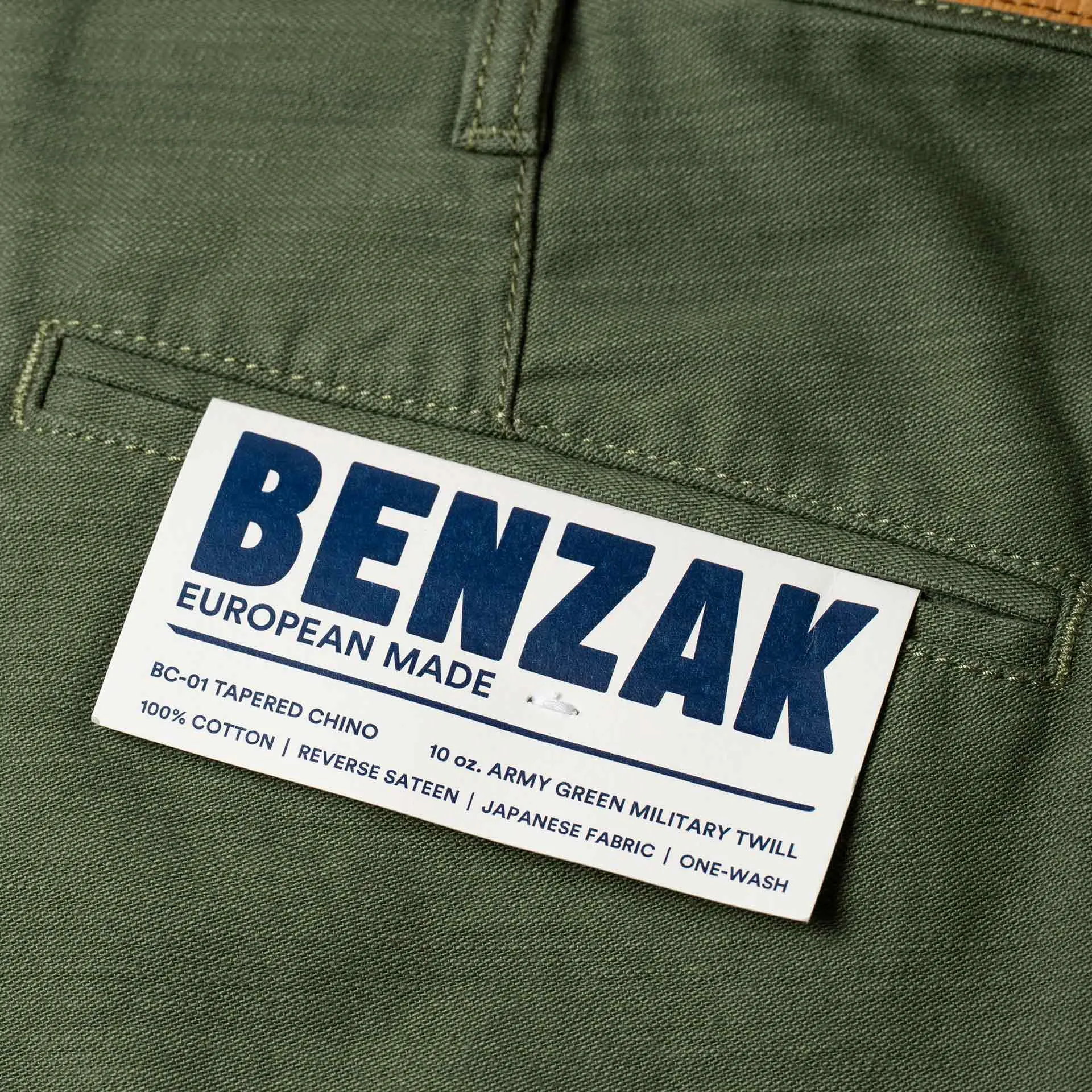 BC-01 TAPERED CHINO 10 oz. army green military twill