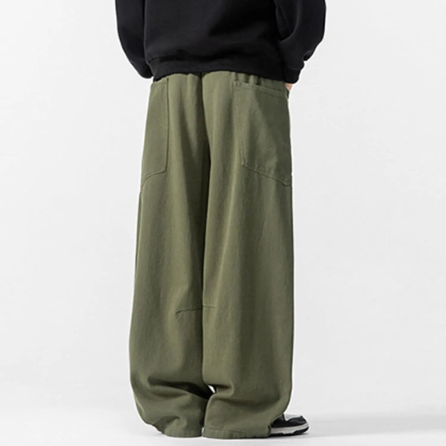 Big and Tall Cargo Pants for Men Relaxed Fit Elastic Waist Straight Wide Leg Sweatpants Lightweight Casual Jogging Trousers