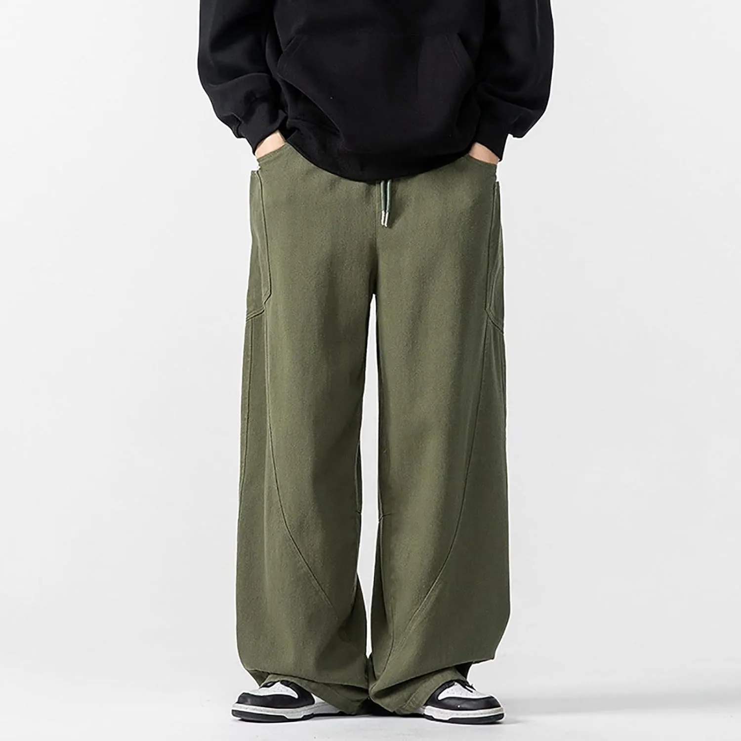 Big and Tall Cargo Pants for Men Relaxed Fit Elastic Waist Straight Wide Leg Sweatpants Lightweight Casual Jogging Trousers