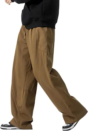 Big and Tall Cargo Pants for Men Relaxed Fit Elastic Waist Straight Wide Leg Sweatpants Lightweight Casual Jogging Trousers
