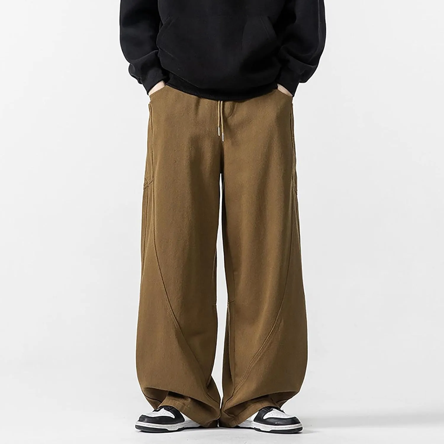 Big and Tall Cargo Pants for Men Relaxed Fit Elastic Waist Straight Wide Leg Sweatpants Lightweight Casual Jogging Trousers