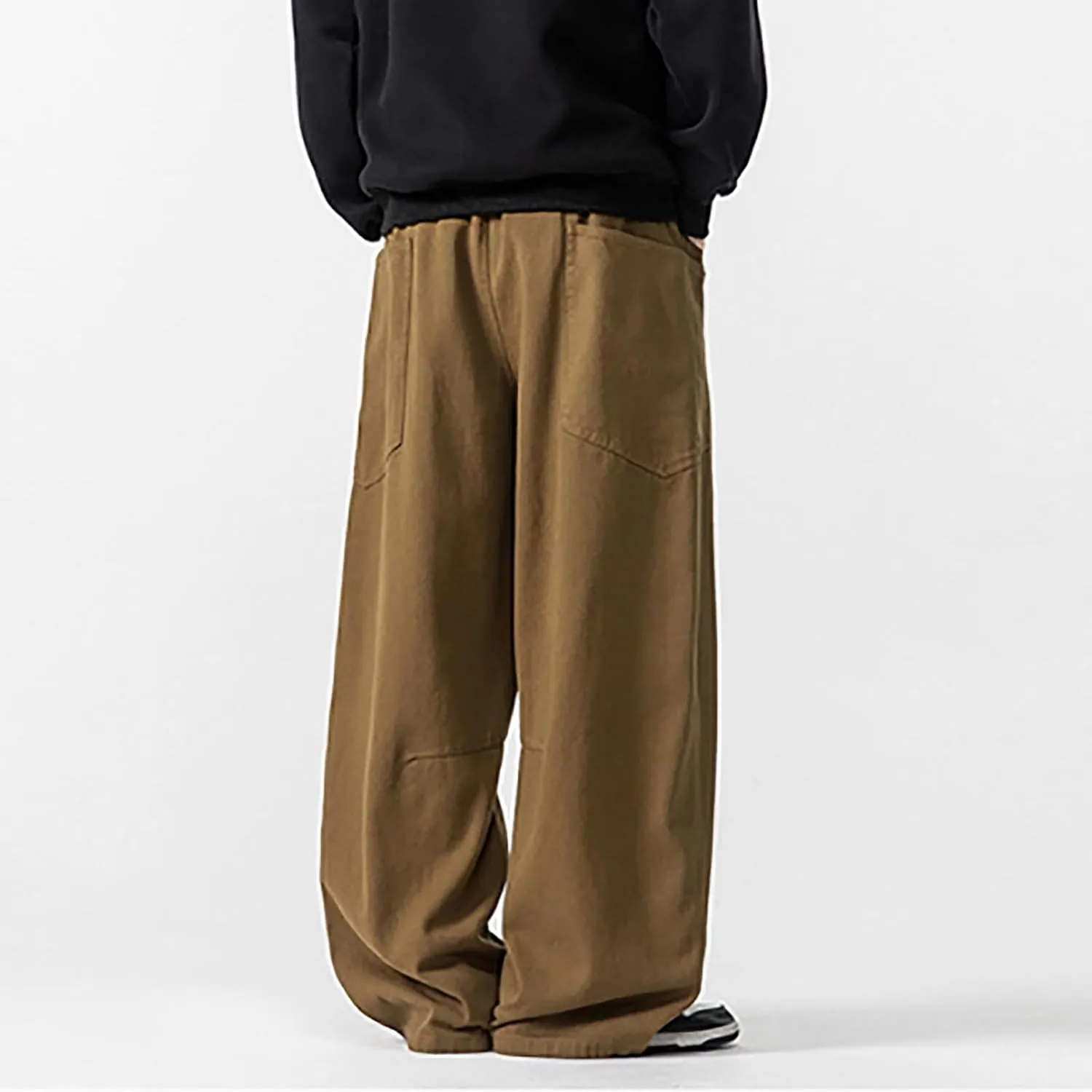Big and Tall Cargo Pants for Men Relaxed Fit Elastic Waist Straight Wide Leg Sweatpants Lightweight Casual Jogging Trousers