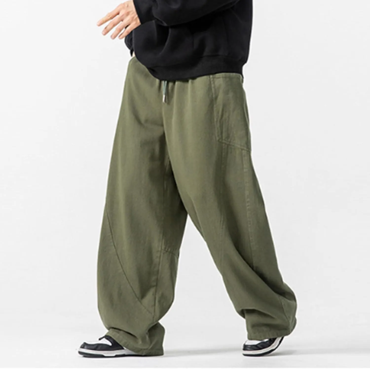 Big and Tall Cargo Pants for Men Relaxed Fit Elastic Waist Straight Wide Leg Sweatpants Lightweight Casual Jogging Trousers