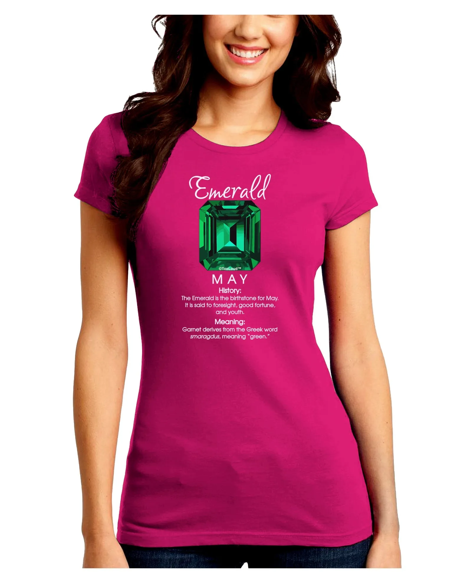 Birthstone Emerald Juniors Petite Crew Dark T-Shirt