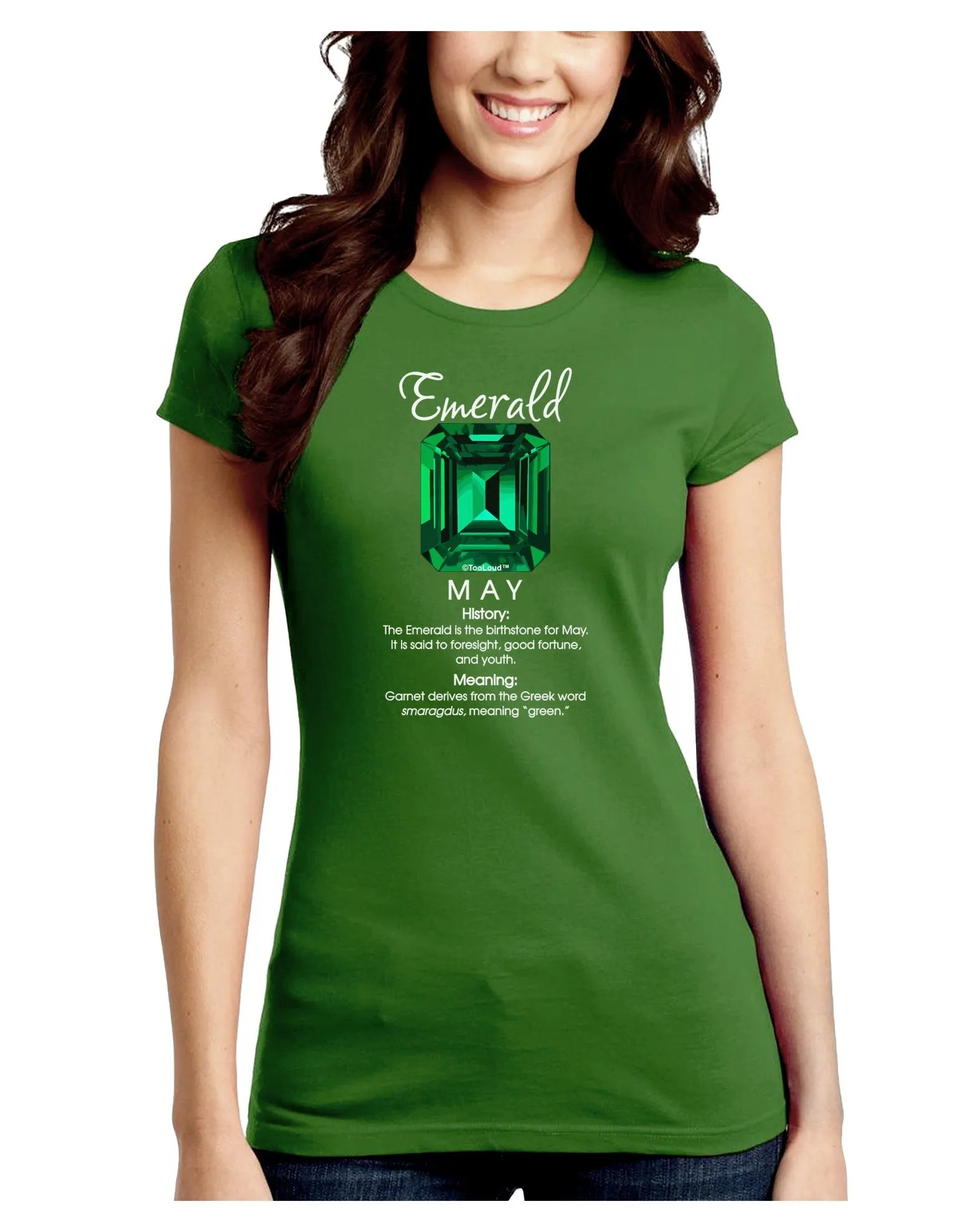 Birthstone Emerald Juniors Petite Crew Dark T-Shirt