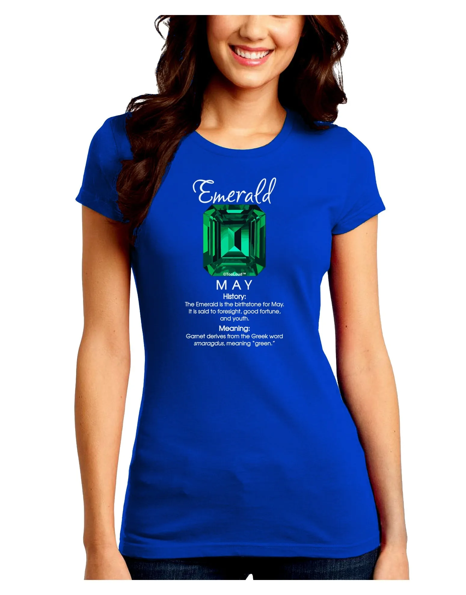 Birthstone Emerald Juniors Petite Crew Dark T-Shirt