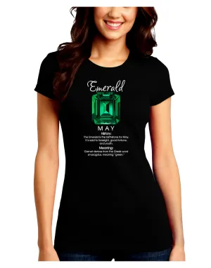 Birthstone Emerald Juniors Petite Crew Dark T-Shirt
