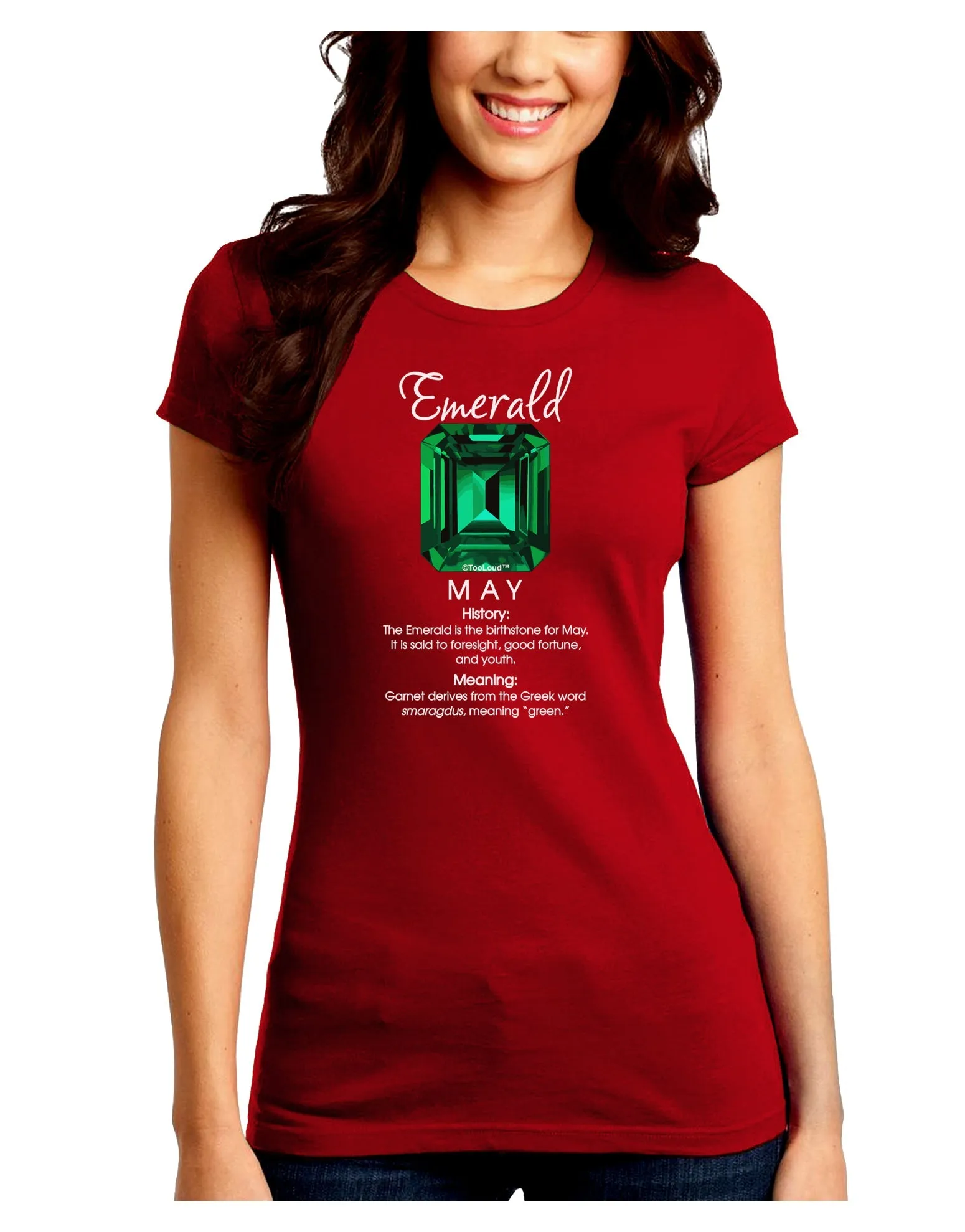 Birthstone Emerald Juniors Petite Crew Dark T-Shirt