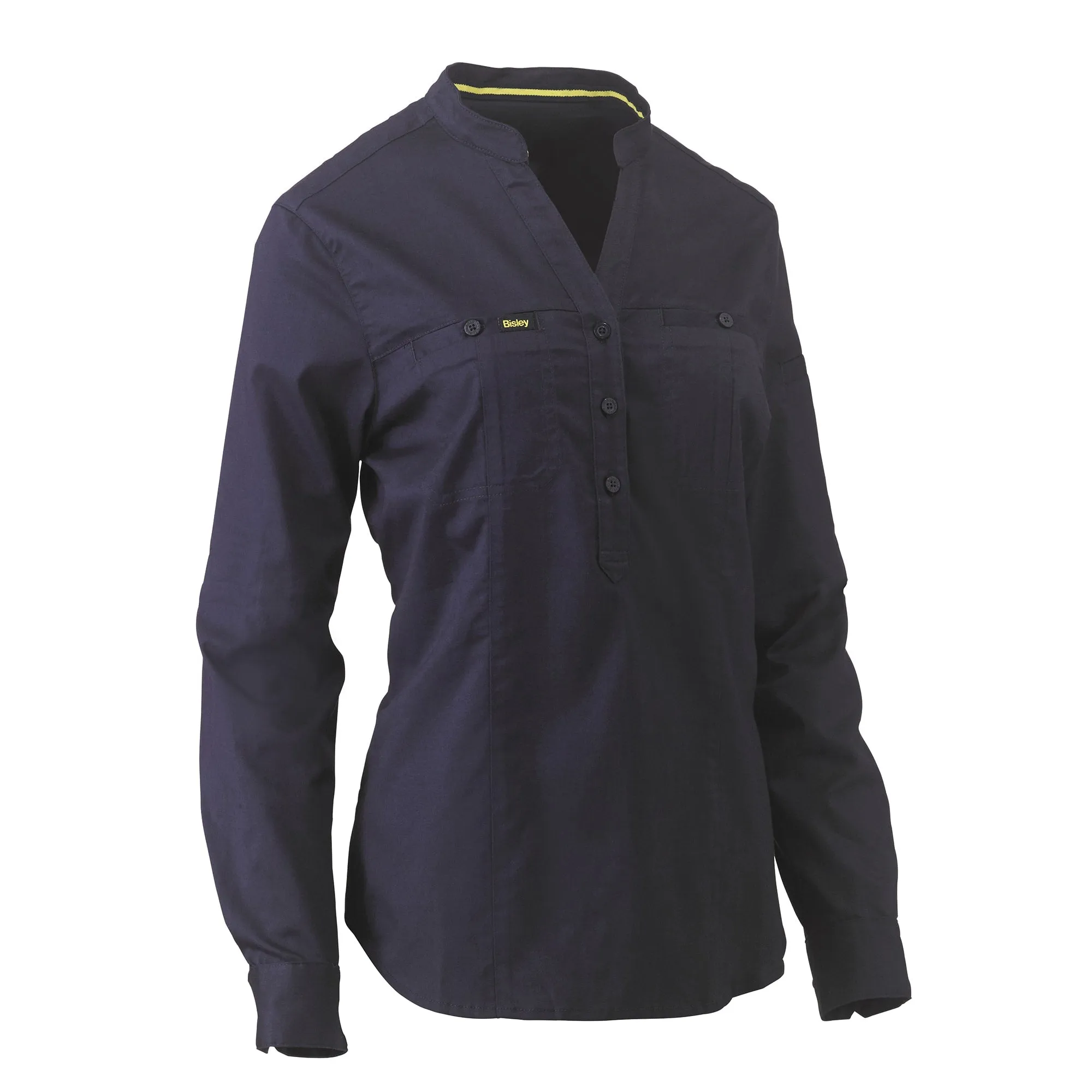 Bisley WOMEN'S STRETCH V-NECK CLOSED FRONT SHIRT 155GSM
