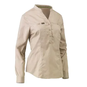 Bisley WOMEN'S STRETCH V-NECK CLOSED FRONT SHIRT 155GSM
