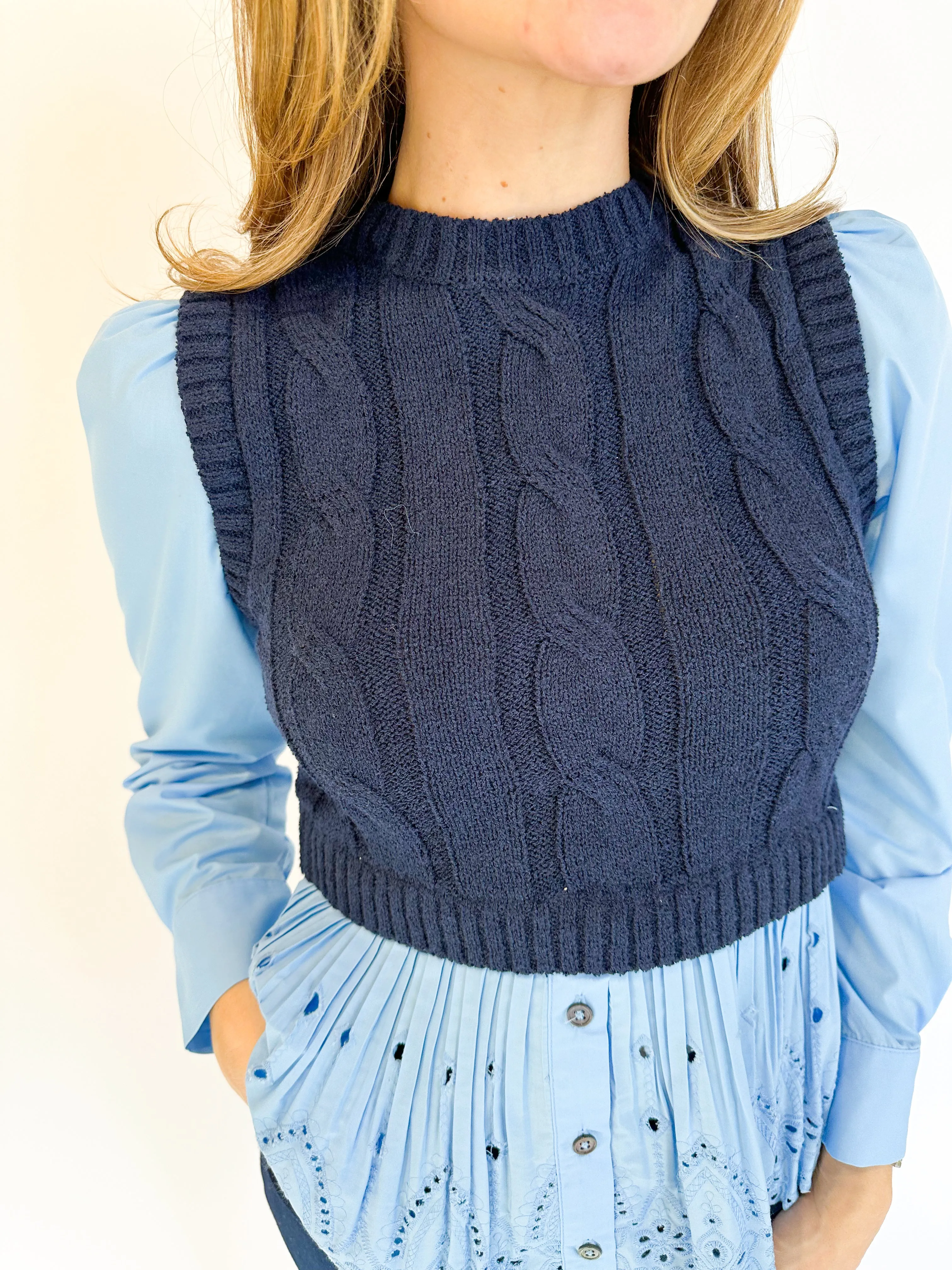 Button Up Sweater Combo Top