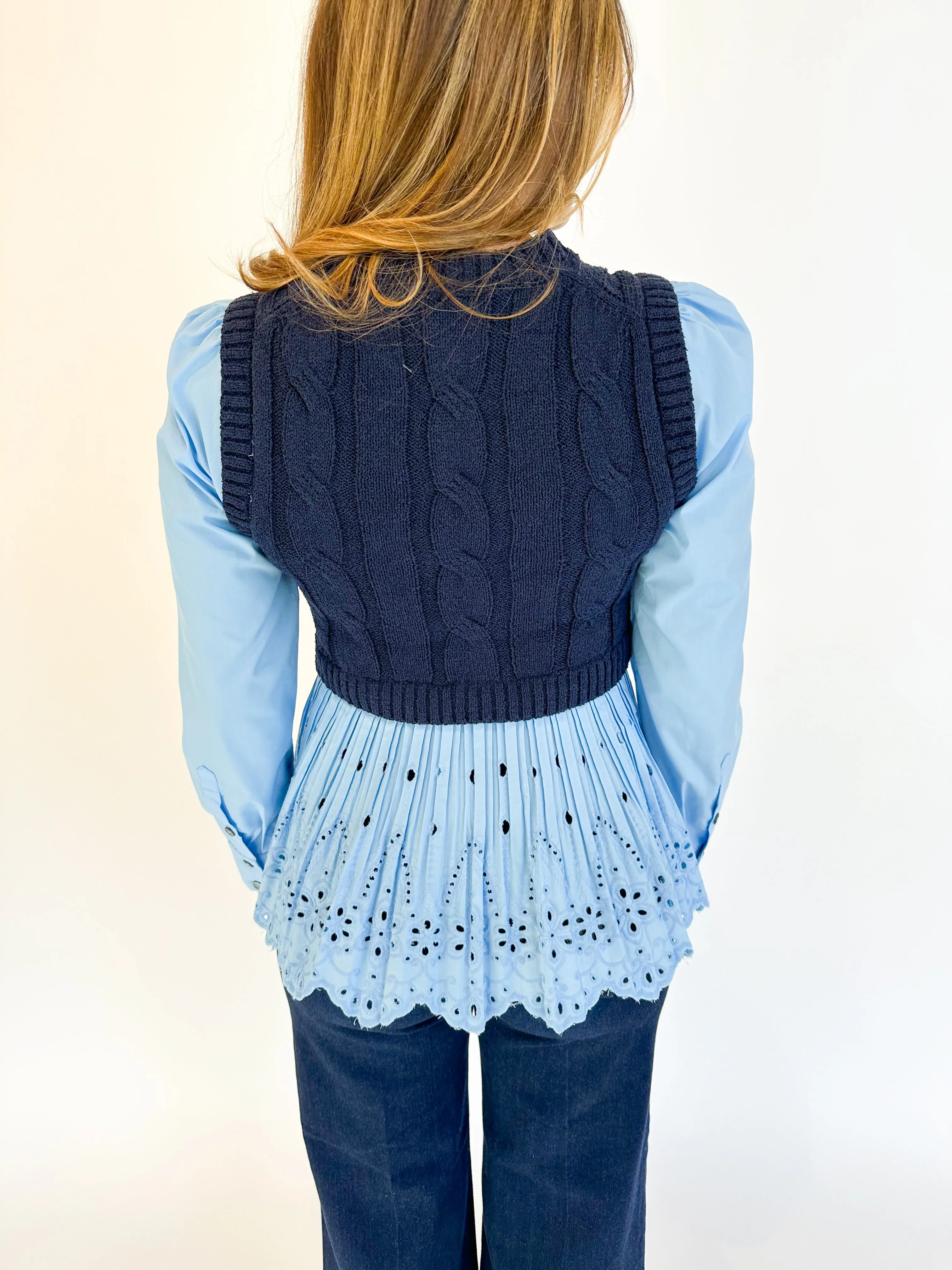 Button Up Sweater Combo Top
