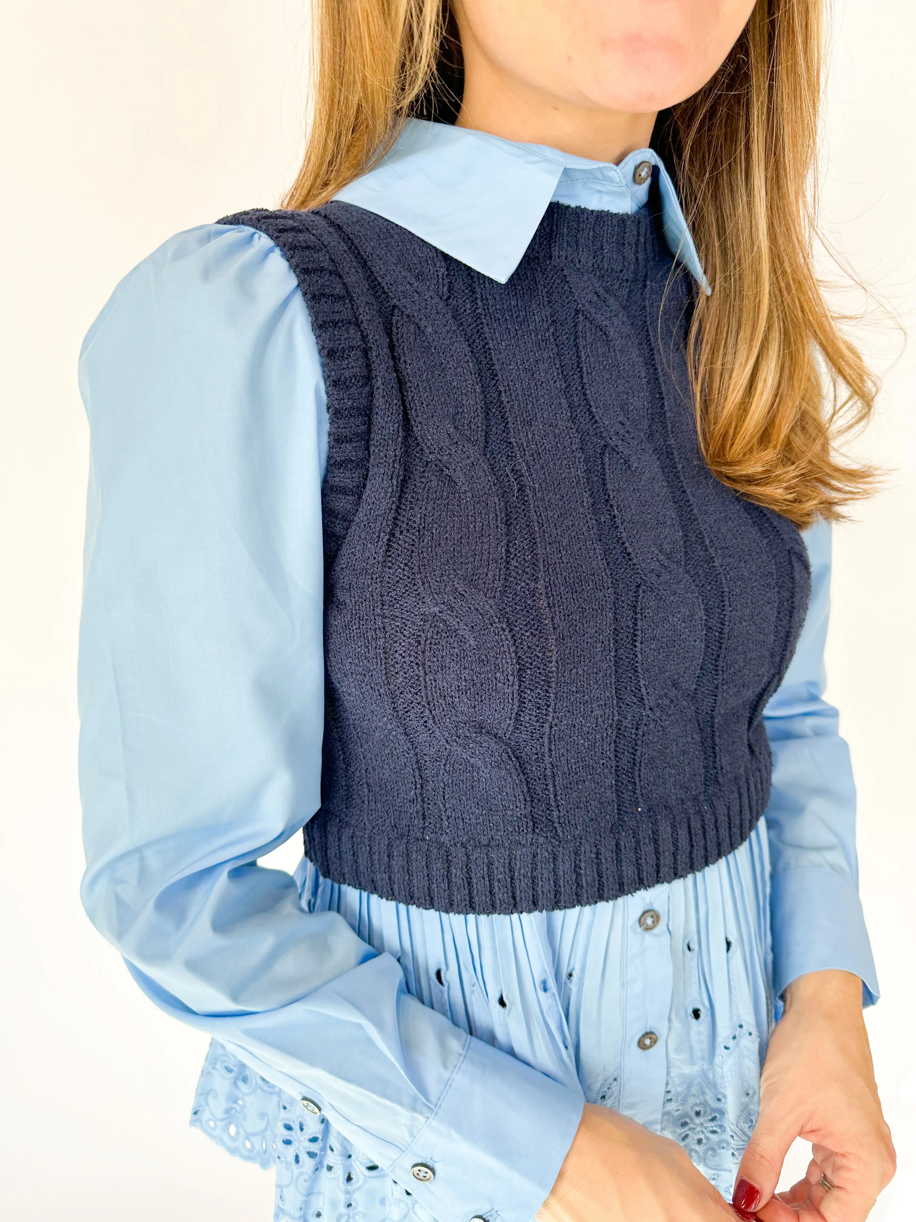 Button Up Sweater Combo Top