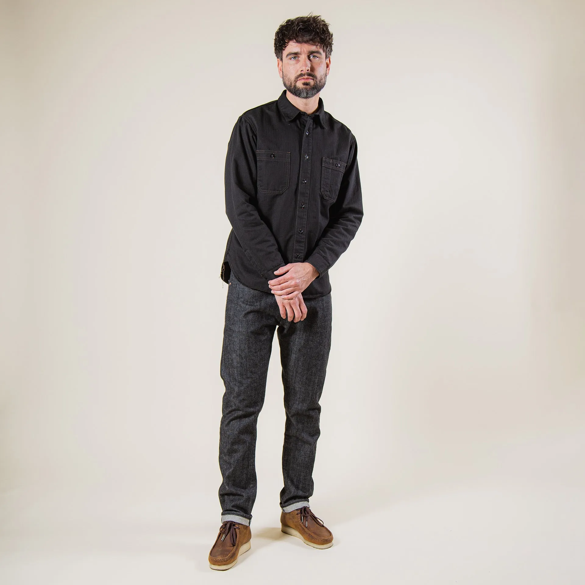 BWS-02 UTILITY SHIRT 8 oz. black herringbone
