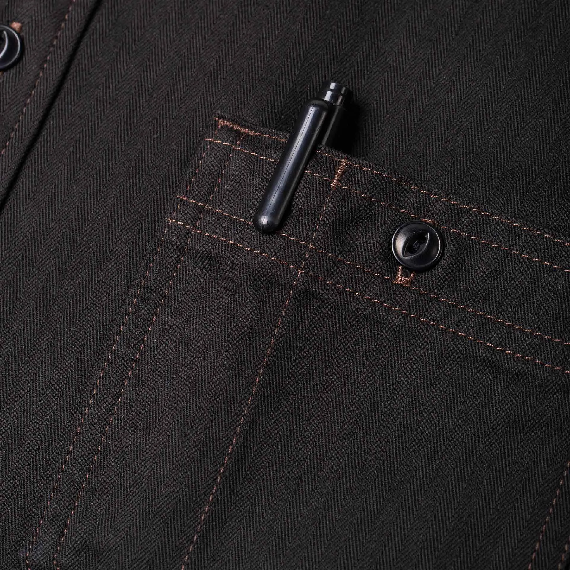 BWS-02 UTILITY SHIRT 8 oz. black herringbone
