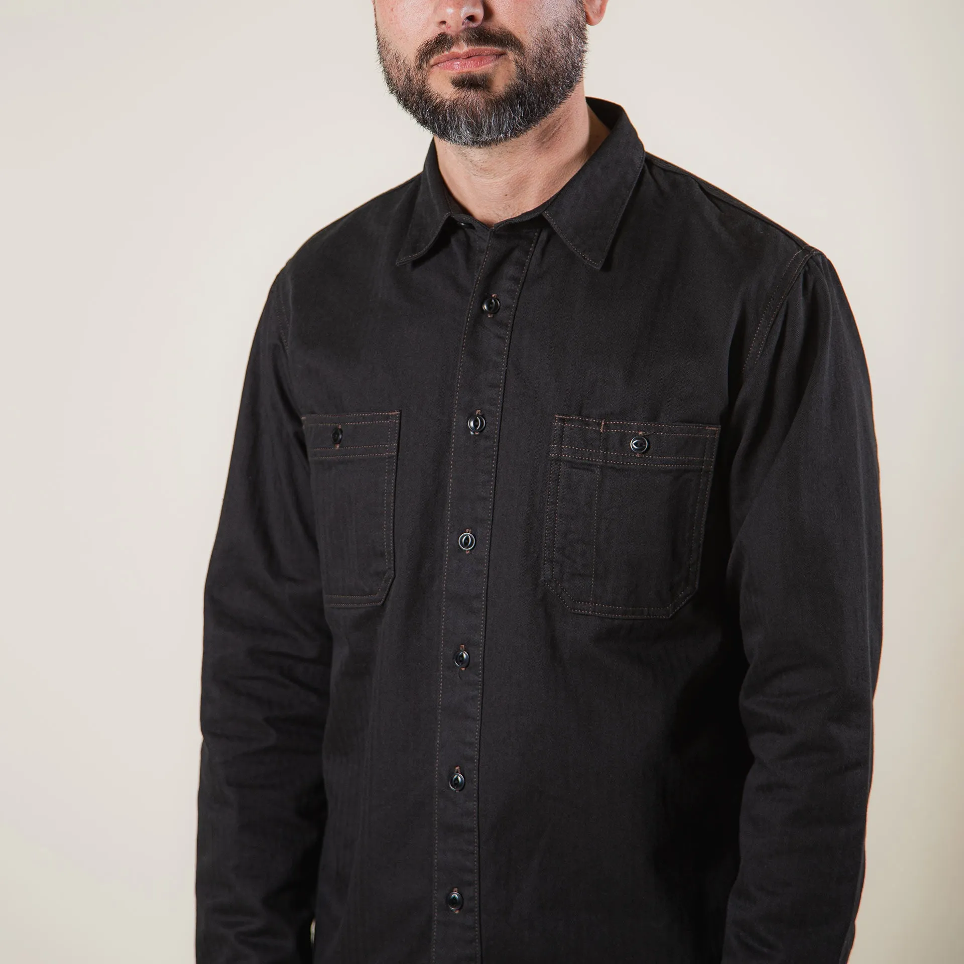 BWS-02 UTILITY SHIRT 8 oz. black herringbone