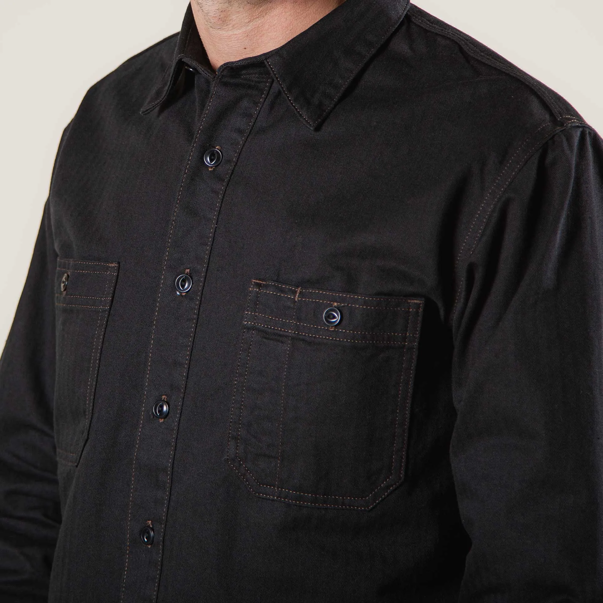 BWS-02 UTILITY SHIRT 8 oz. black herringbone