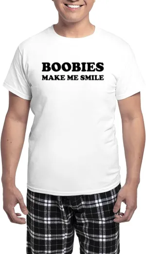 CafePress Boobies make me smile Men's Light Pajamas Men's Novelty Light Pajama Set, Comfortable PJ Sleepwear