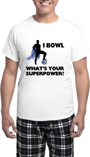 CafePress Bowling Superhero Men's Light Pajamas Men's Novelty Light Pajama Set, Comfortable PJ Sleepwear