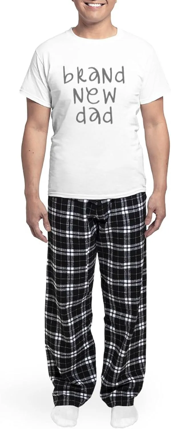 CafePress Dad Gray Stacked Men's Light Pajamas Men's Novelty Light Pajama Set, Comfortable PJ Sleepwear