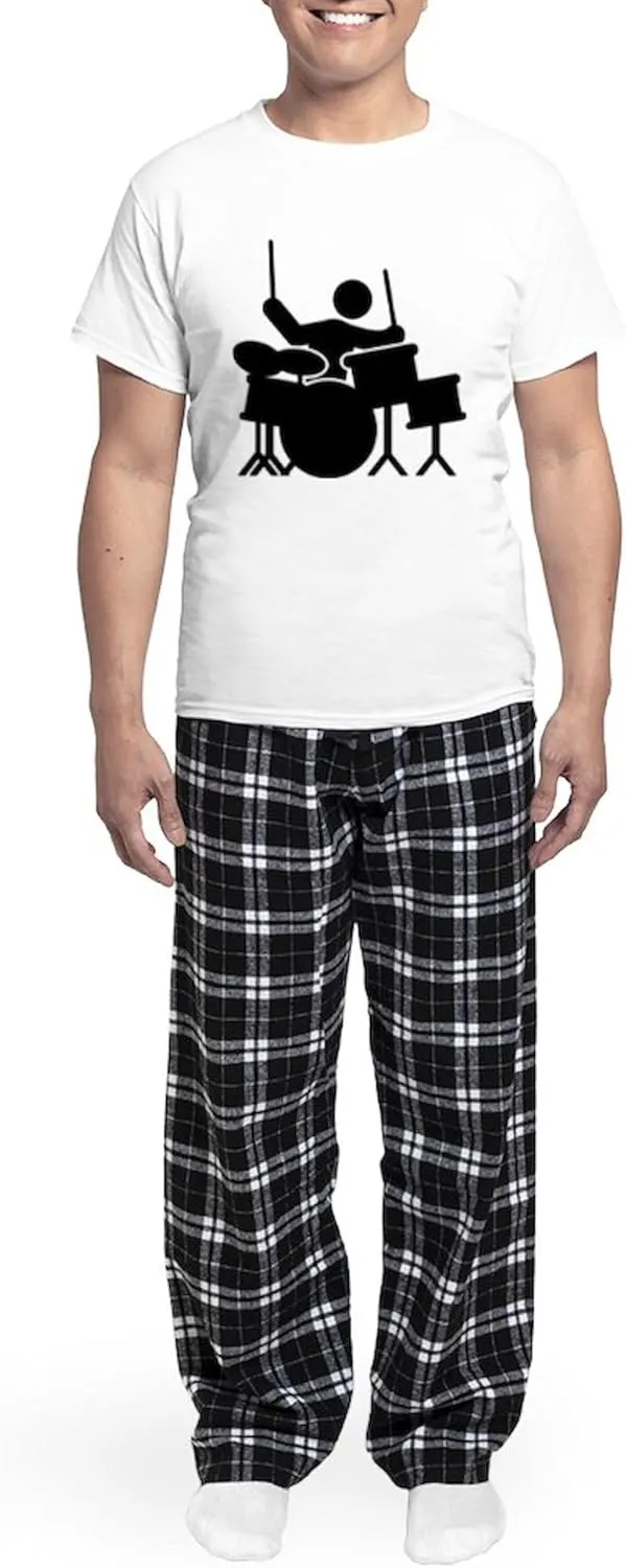 CafePress Drummer Men's Light Pajamas Men's Novelty Light Pajama Set, Comfortable PJ Sleepwear