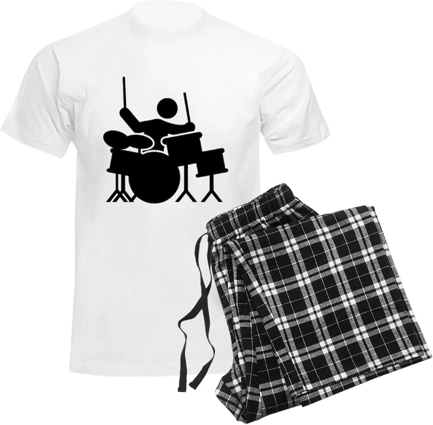 CafePress Drummer Men's Light Pajamas Men's Novelty Light Pajama Set, Comfortable PJ Sleepwear