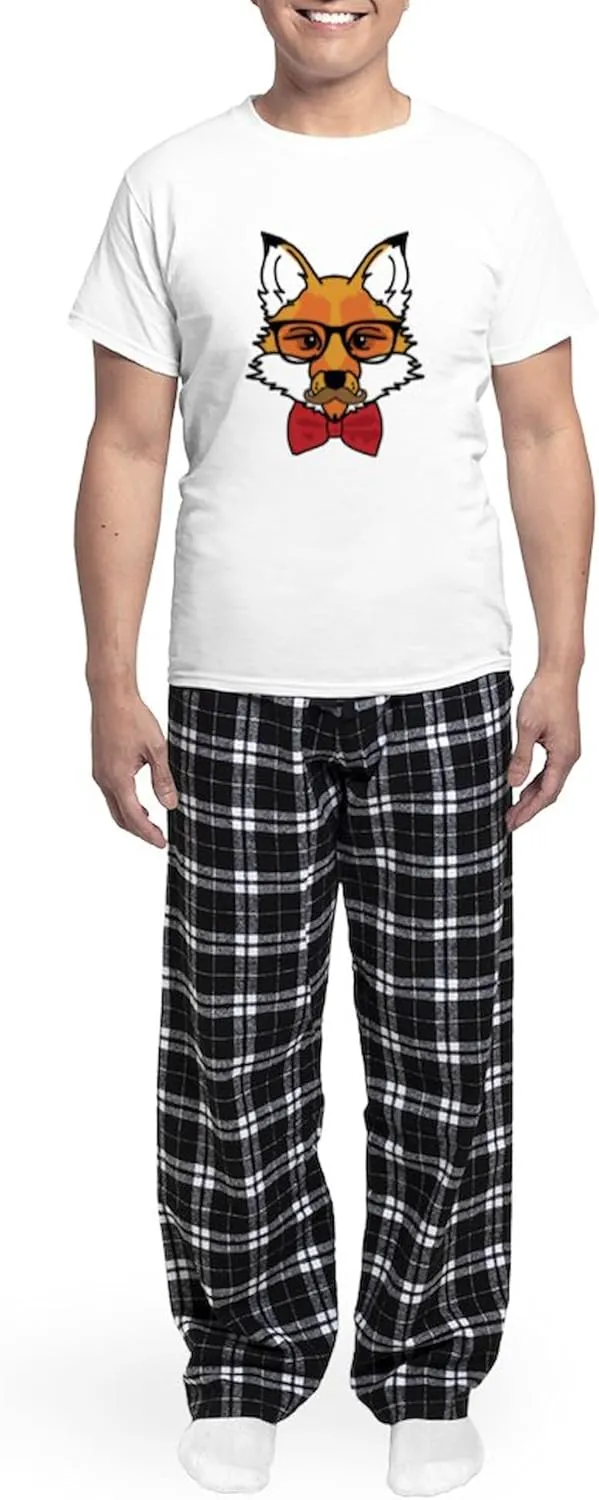 CafePress Hipster Fox Men's Light Pajamas Men's Novelty Light Pajama Set, Comfortable PJ Sleepwear