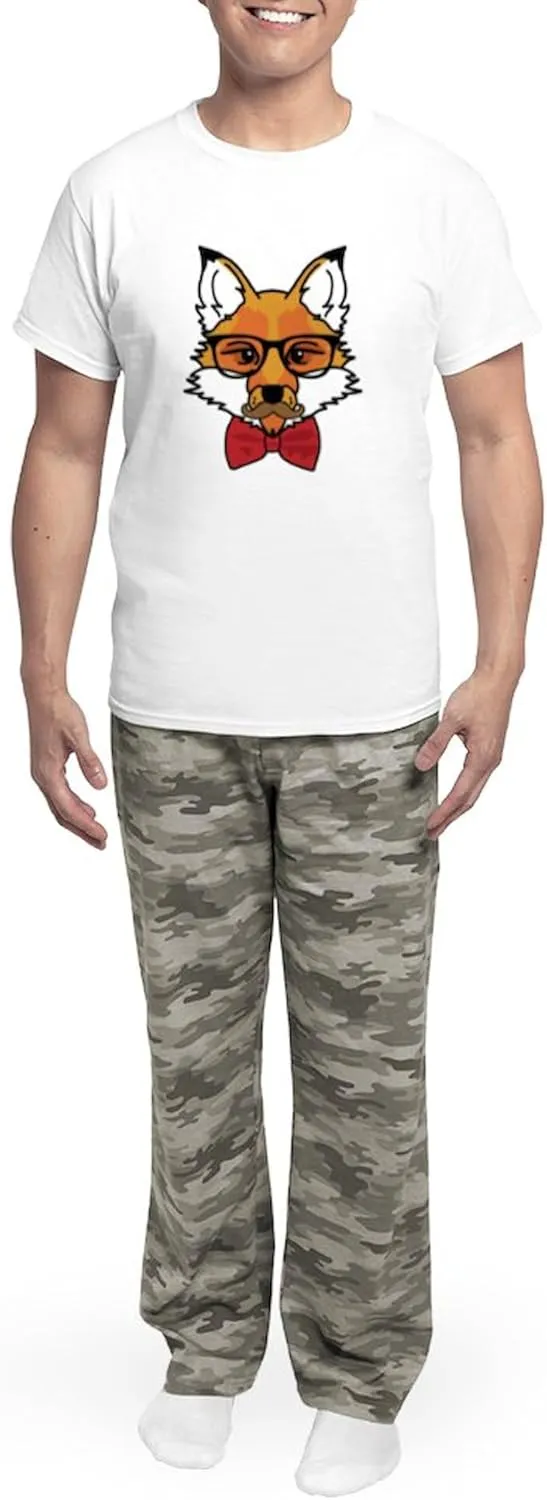 CafePress Hipster Fox Men's Light Pajamas Men's Novelty Light Pajama Set, Comfortable PJ Sleepwear