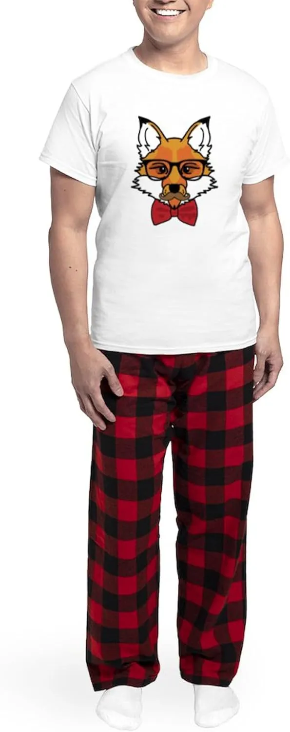 CafePress Hipster Fox Men's Light Pajamas Men's Novelty Light Pajama Set, Comfortable PJ Sleepwear