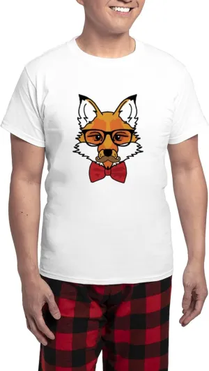 CafePress Hipster Fox Men's Light Pajamas Men's Novelty Light Pajama Set, Comfortable PJ Sleepwear