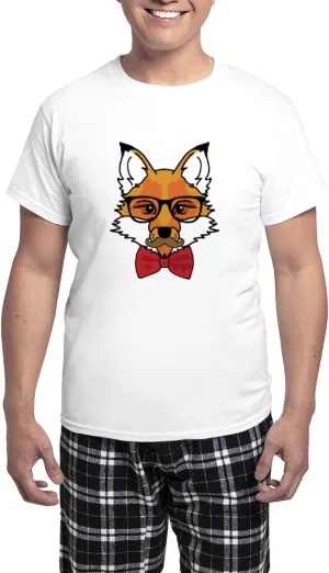 CafePress Hipster Fox Men's Light Pajamas Men's Novelty Light Pajama Set, Comfortable PJ Sleepwear