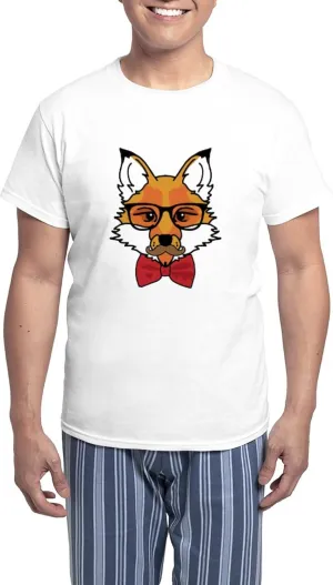 CafePress Hipster Fox Men's Light Pajamas Men's Novelty Light Pajama Set, Comfortable PJ Sleepwear